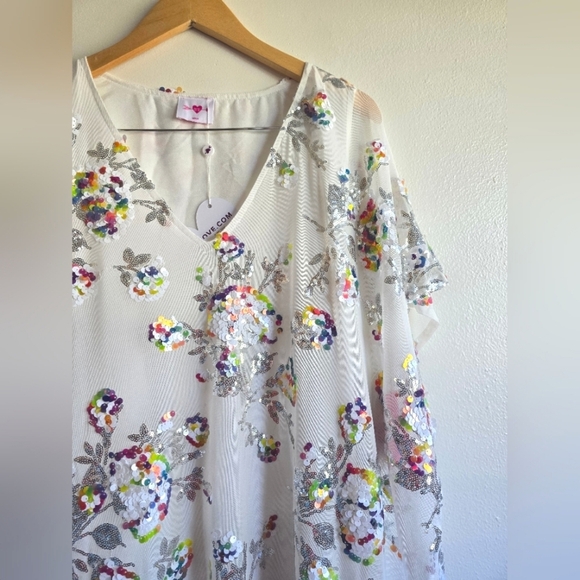 BUDDY LOVE, Atlas Sequin Caftan Maxi Dress, White Sangria, Size Medium - NWT - Picture 8 of 14